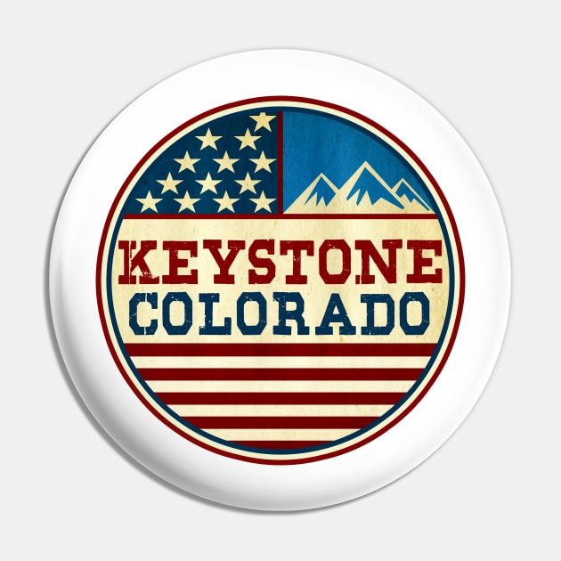 Keystone Colorado Skiing Mountains Ski Red White And Blue Pin by TravelTime