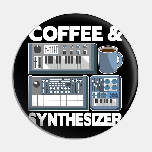 Analog Modular Synthesizer and Coffee Synth Vintage Retro Pin by Kuehni