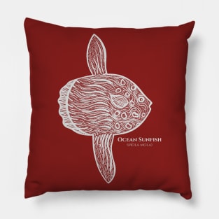 Ocean Sunfish or Mola with Common and Scientific Names - fish art Pillow