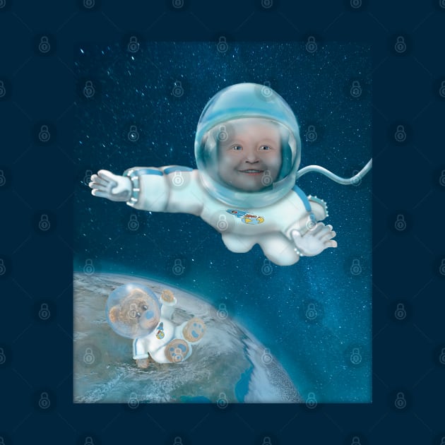 Baby Astronaut with Teddy Bear by SafSafStore