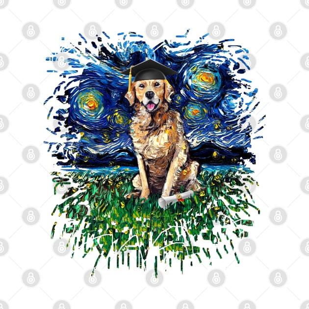 Golden Retriever Night Graduation splash version by sagittariusgallery