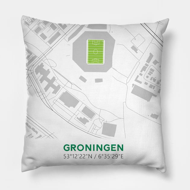 Euroborg Stadium Map Design Pillow by TopFootballStadiums