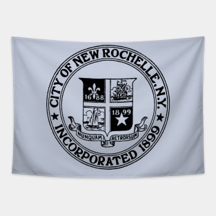 NEW ROCHELLE NY Black City Seal Tapestry