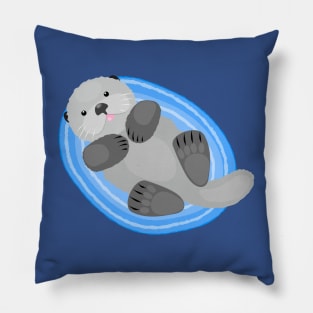 Cute sea otter cartoon illustration Pillow
