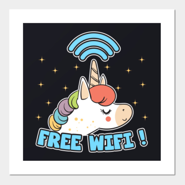 Free Wifi Unicorn Cute Beautiful Signal Fun Cartel E Impresion Artistica Teepublic Mx