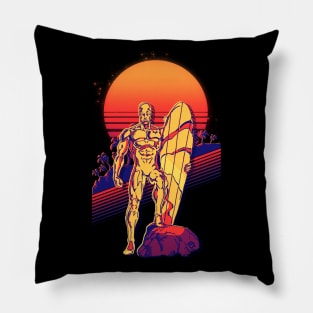 Silver Surfer Retro Sunset Pillow