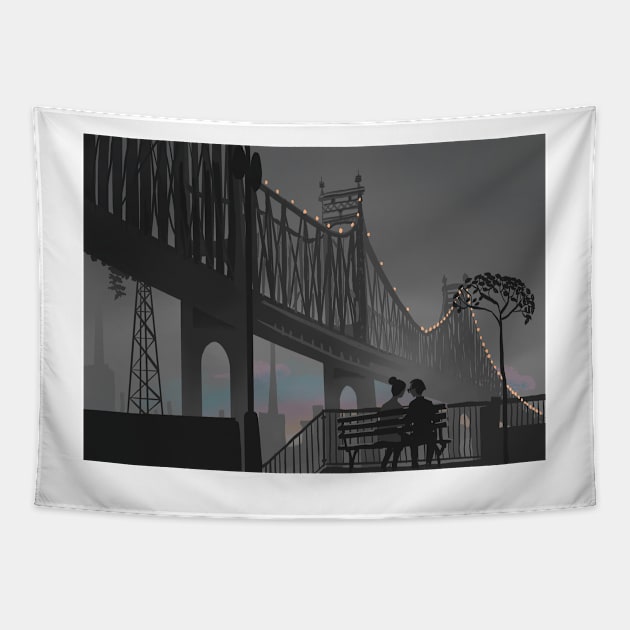 Manhattan's dawn black and white Tapestry by chillstudio