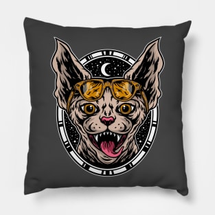 Sphynx Cat Wearing Sunglasses Pillow