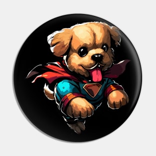 Superhero retro puppy dog Pin