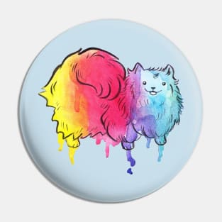 Rainbow Watercolor Drip Pomeranian Pin