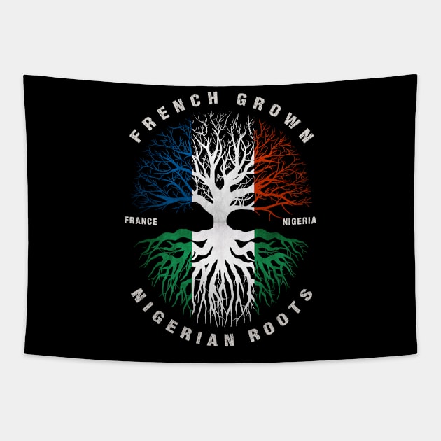 French Grown Nigerian Roots Nigeria Flag Tapestry by heart teeshirt