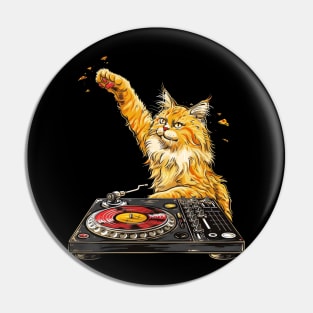 Cat DJ Vibing Pin