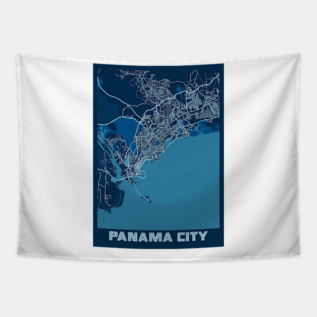 Panama City - Panama Peace City Map Tapestry by tienstencil