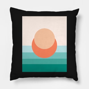 Minimal Sunset #4 - Abstract Art Print Pillow