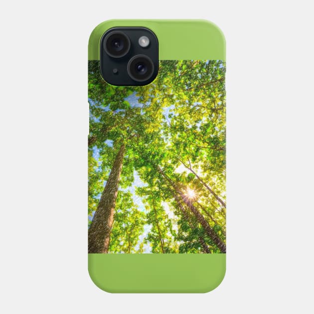 Sun Shining Through A Vibrant Leafy Forest Phone Case by Earthworx