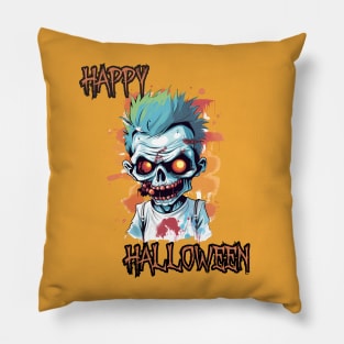 Spooky Zombie Boy Happy Halloween Pillow