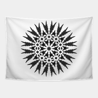 Radial Cannabis Leaf Mandala (Black) Tapestry