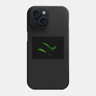 Bright green palm frond caught in sun against black background Phone Case