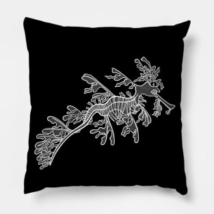 Hand drawn Leafy Seadragon - cute marine animal design Pillow