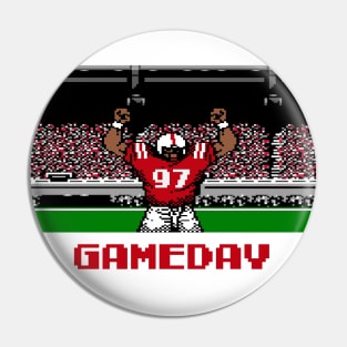Red and White Football Gameday Retro 8 Bit Linebacker Pin
