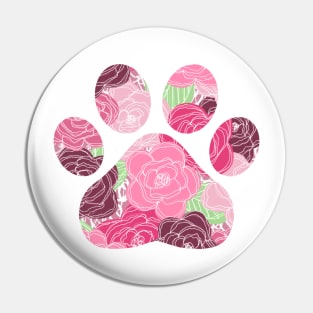 Pink Puppy Paw Floral Pin