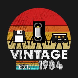 Vintage 1984 Floppy Disk VHS Cassette Tape 80s 90s birthday T-Shirt