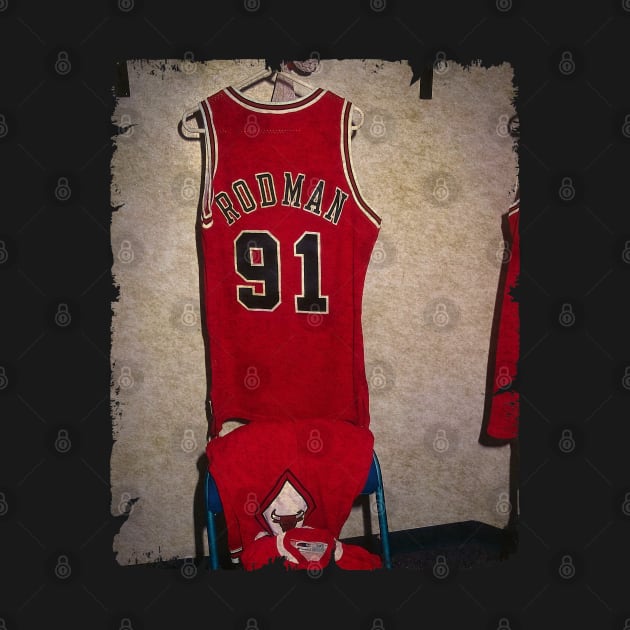 RODMAN #91 Jersey in Locker Room by MJ23STORE