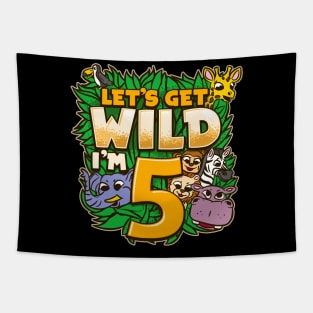 Let's Get Wild I'm 5 - 5th Birthday Safari Gift Tapestry