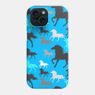 Running horses on blue Phone Case