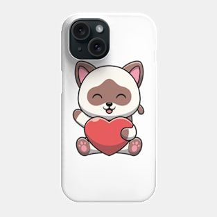 Cute Kawaii Cat with Heart Phone Case