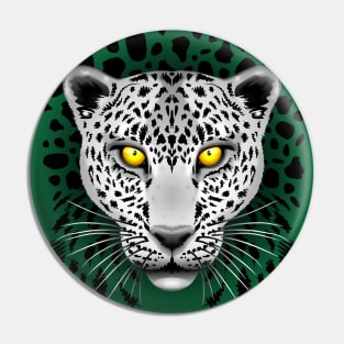 Snow Leopard with Yellow Eyes Pin