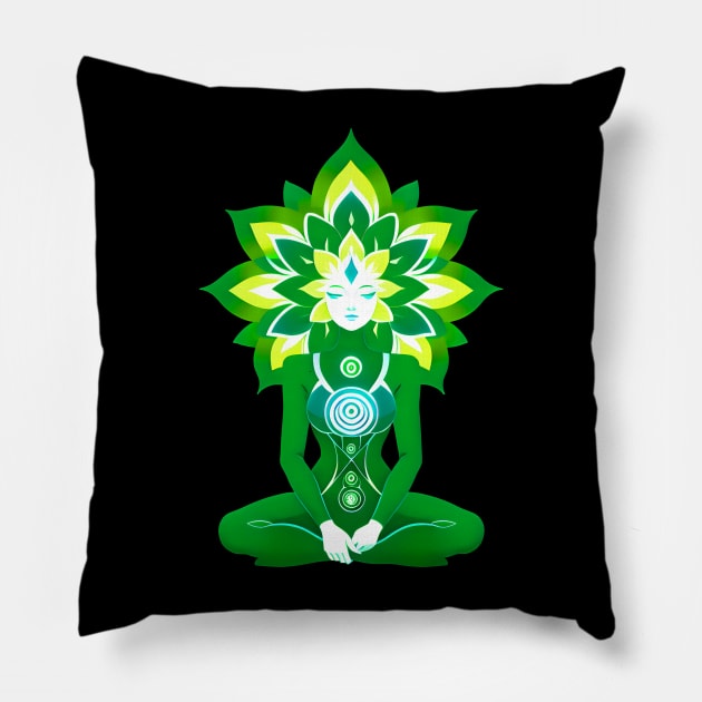 Aura Green Meditation 03 Pillow by CGI Studios