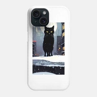 Black yule Cat at night 5 Phone Case