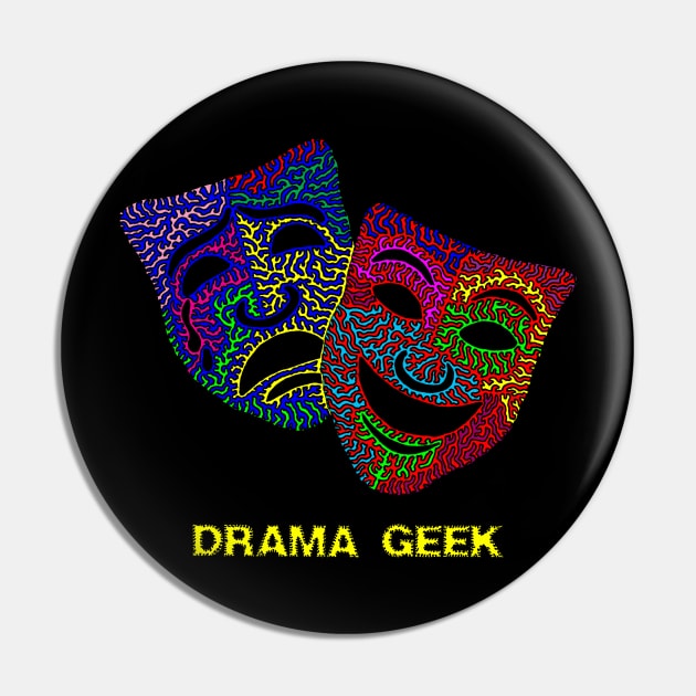 Drama Geek - Comedy & Tragedy Masks Pin by NightserFineArts