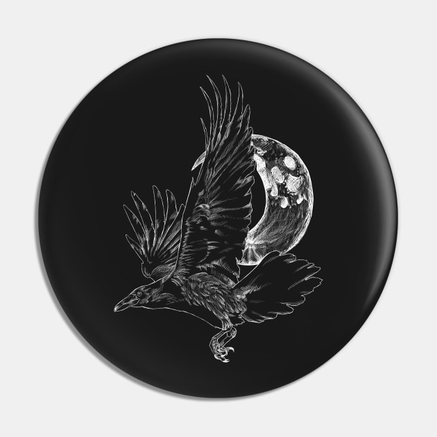 Raven in Flight Pin by SuspendedDreams