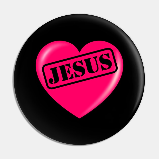 Jesus typography punched out in pink heart Pin by Brasilia Catholic