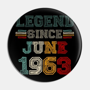 60 Years Old Legend Since June 1963 60th Birthday Pin