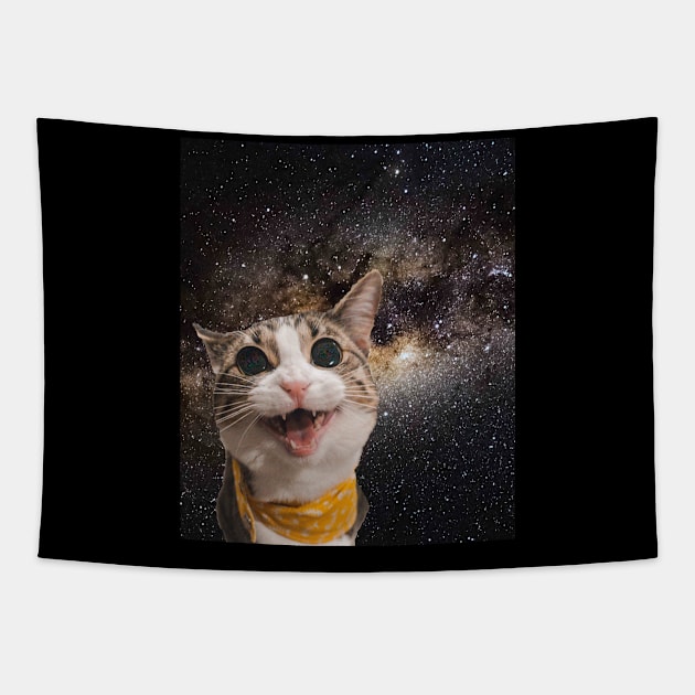 Cute Astro Space Cat In Universe Tapestry by Random Galaxy