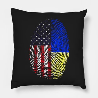 Ukraine American Flag Ukrainian Roots Pillow