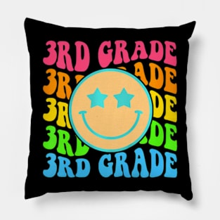 Groovy Third Grade Vibes Face Retro Teachers Back To School Pillow