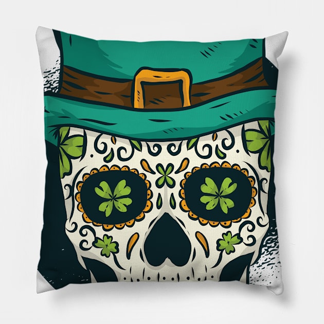 St. Patrick's Sugar Skull Pillow by madeinchorley