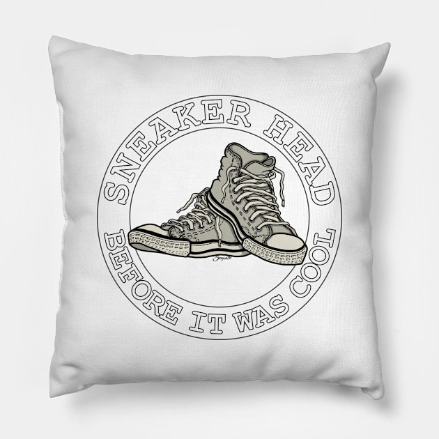 SNEAKER HEAD BEFORE IT WAS COOL white hightops Pillow by ScottyGaaDo