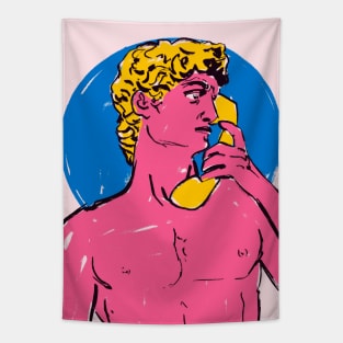 David is Calling.. Statue Pop Art Bold Colors Tapestry