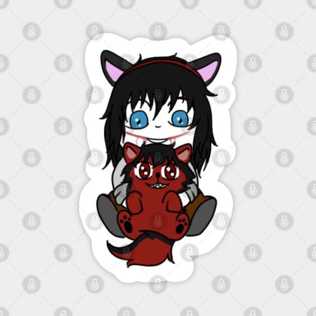 creepypasta Jeff the killer and smile dog Magnet by LillyTheChibi