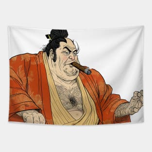 Puff Sumo: Cigars Are My Therapy on a light (Knocked Out) background Tapestry
