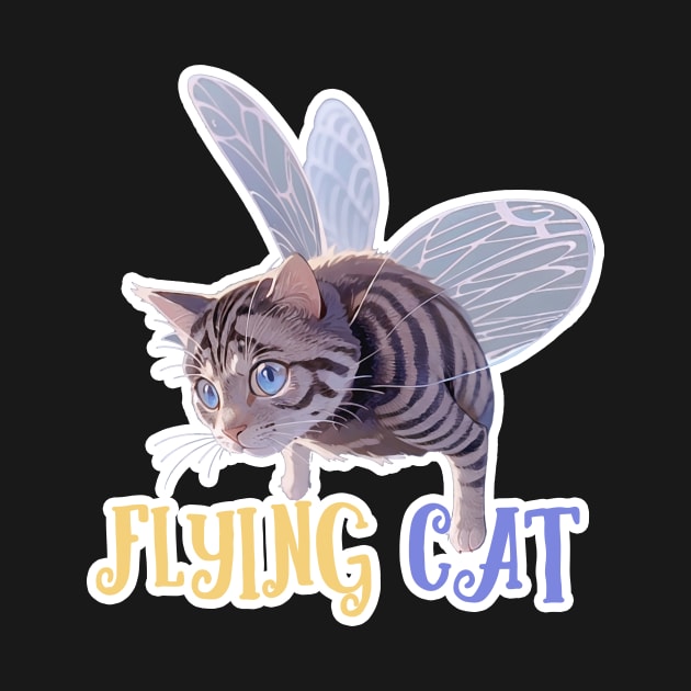 Butterfly cat funny flying cat with wings by LycheeDesign