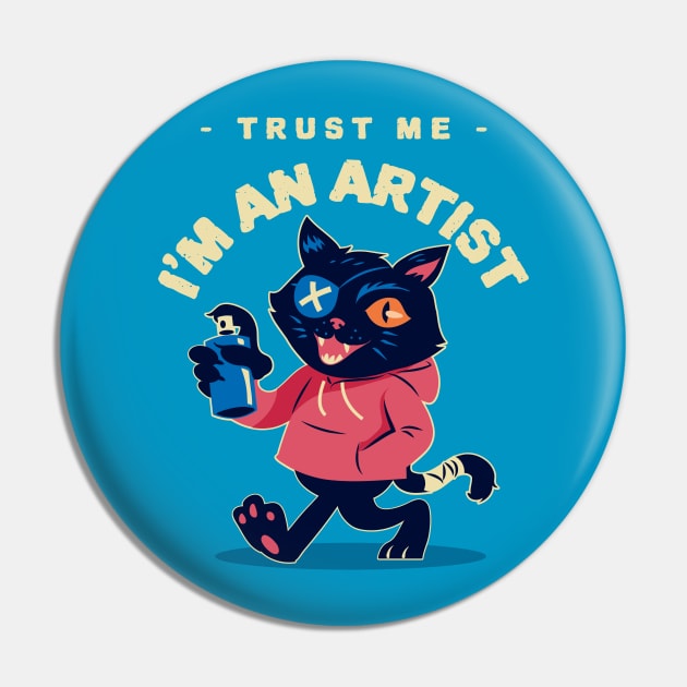 Funny Cat Painter - Trust Me I'm An Artist Pin by Etopix