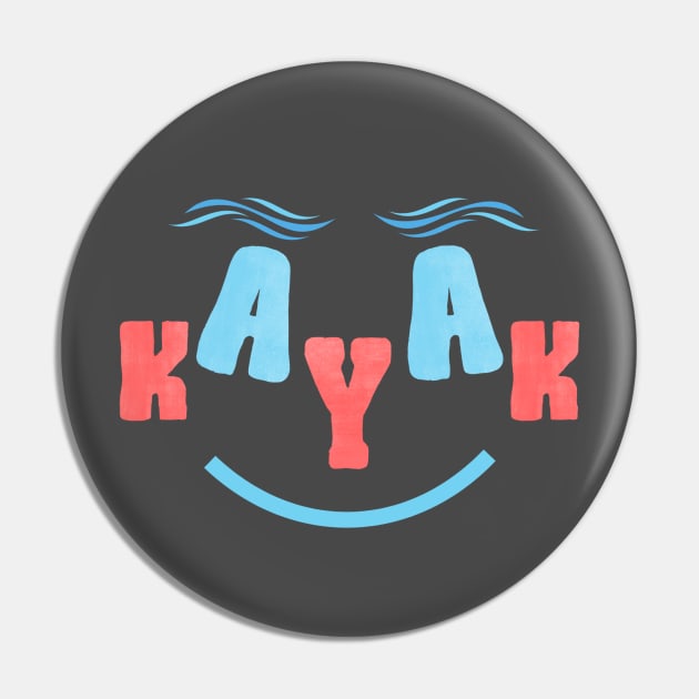 Smiling Kayak Pin by TeesForThee