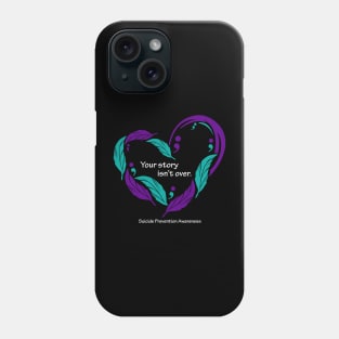 Suicide prevention heart, white type Phone Case