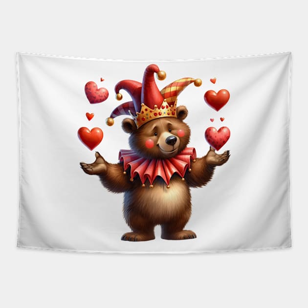 Valentine Love Bear Tapestry by Chromatic Fusion Studio